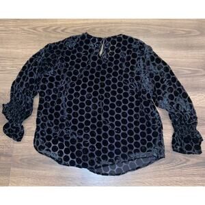 EUC black sheet velour polka dot Zara top sz: XL